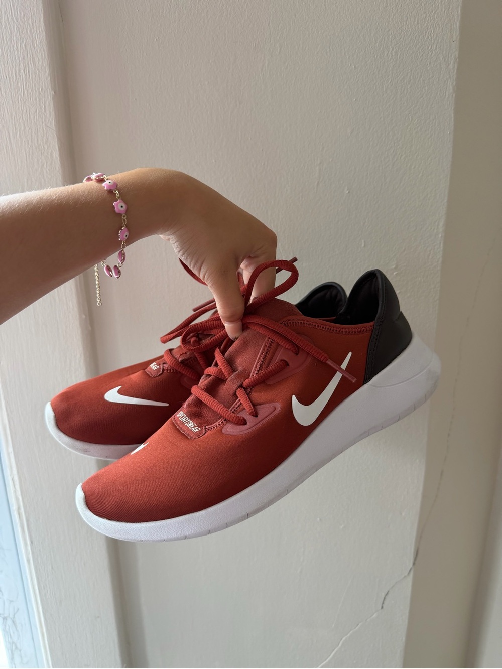 Nike Women's Rust Red and White Casual Sneakers
